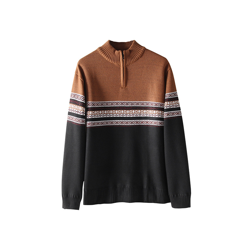 Otoño y invierno nueva tendencia europea transfronteriza suéter de cuello de hombre medio cremallera jersey de punto casual