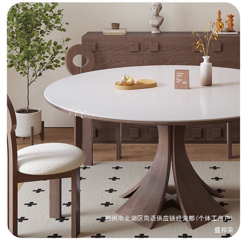 Fábrica directa 2026 nuevo estilo medieval madera sólida mesa de comedor de tabla de roca doméstica pequeña mesa de comedor moderna simple restaurante