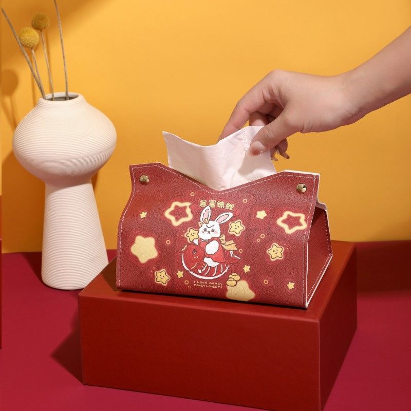 Factory Direct Sales of Century-Old Wedding Celebration Paper Box Living Room Wedding Room Decoration Tissue Box Red High-End Tissue Box