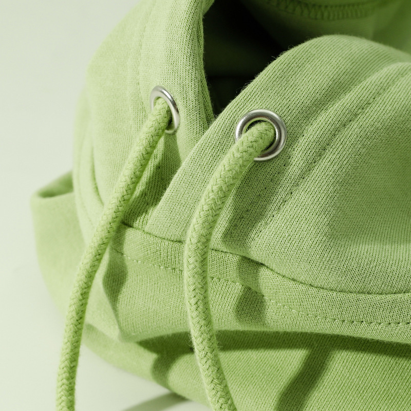 Avocado Green 300g Heavy Combed Cotton Fleece-Lined Hooded Sweatshirt Women's Matcha Green Top Light Green Hoodie Spring & Fall