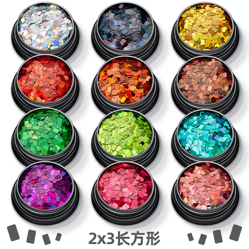 2*3 Rectangular Laser Series Nail Art Sequin Glitter Powder Set Cross-border Nail Polish Glue Jewelry Material Wholesale 2*3 Rectangular Laser Series Nail Art Sequin Glitter Powder Set Cross-border Nail Polish Glue Jewelry Material Wholesale