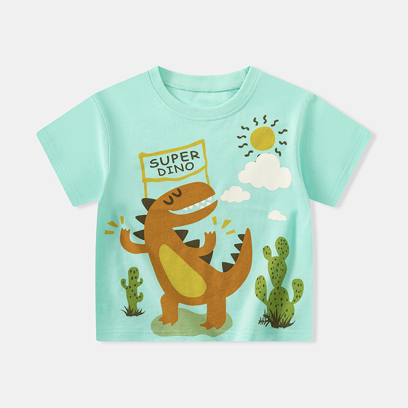 Betop ropa para niños verano nuevo estilo dibujos animados para niños dinosaurio camiseta de manga corta niños y niñas estilo occidental envío transfronterizo de una pieza
