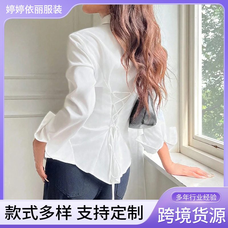 New High-End Slim-Fitting Waist-Cinching Shirt, Irregular Shirt, Versatile for Hot Girls, Niche Design, Unique Top New High-End Slim-Fitting Waist-Cinching Shirt, Irregular Shirt, Versatile for Hot Girls, Niche Design, Unique Top