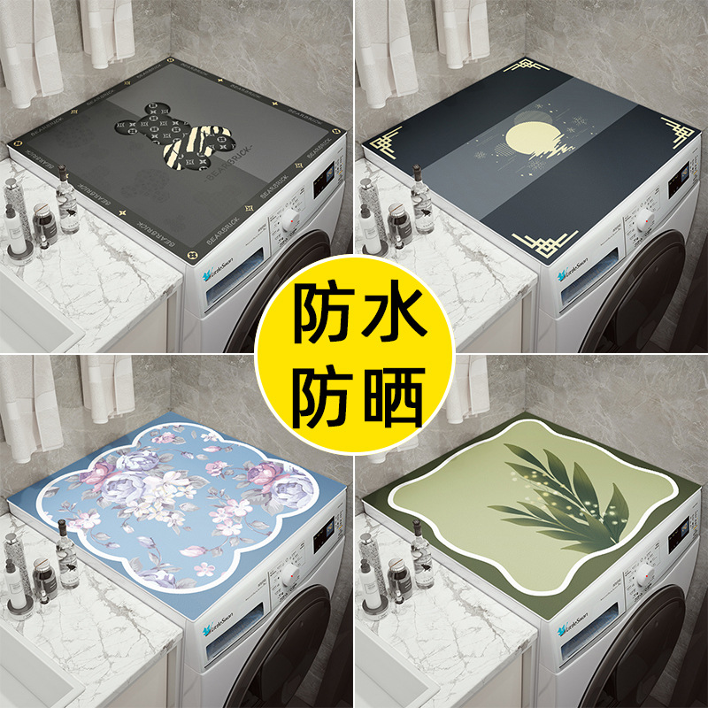 Tambor lavadora automática cubierta de polvo horno microondas refrigerador cubierta de tela lavable borrable corte absorbente estera