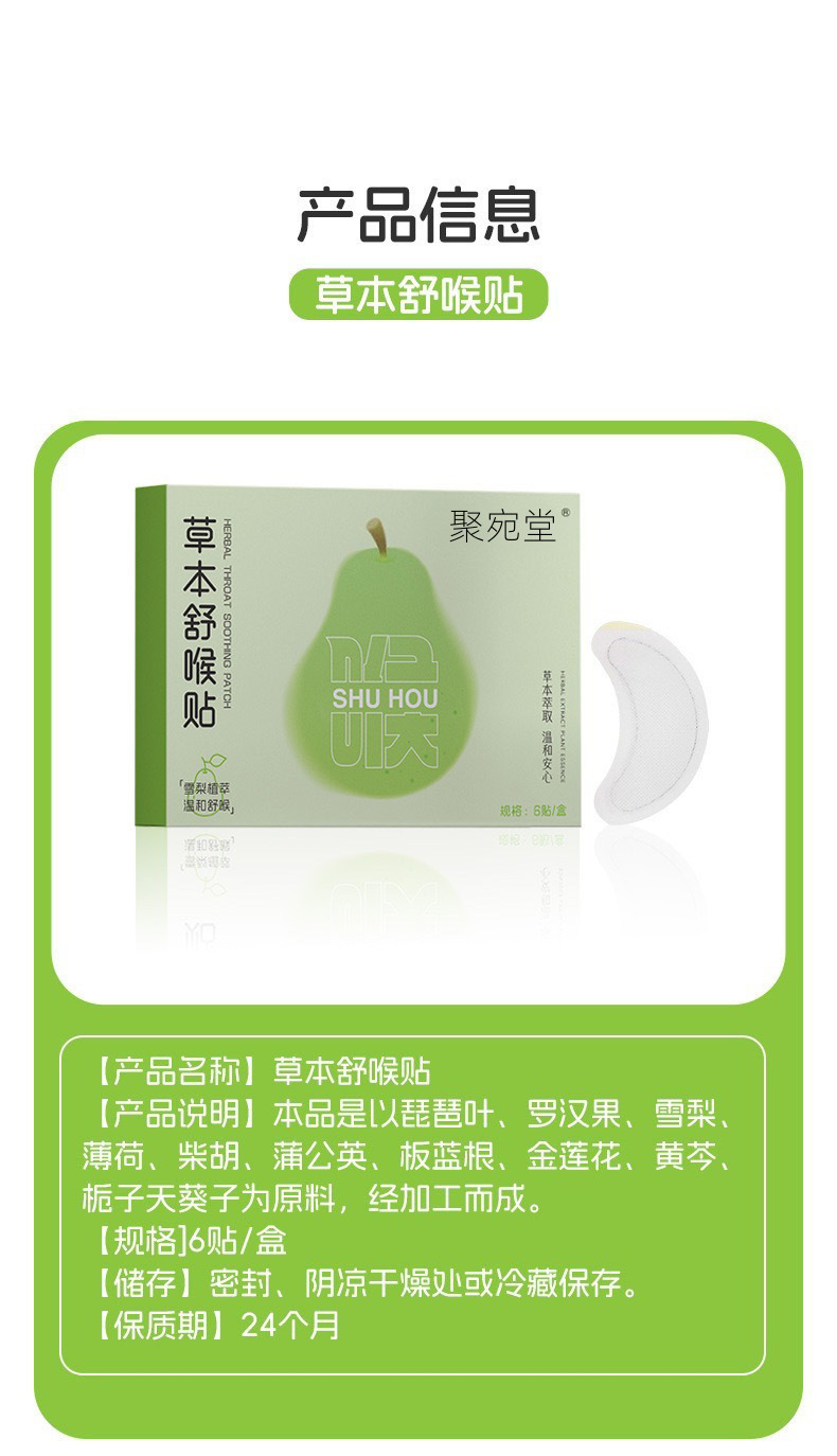 Herbal Throat Patch Luo Han Guo Loquat Leaf Pear Extract External Use 6 Patches Per Box in use