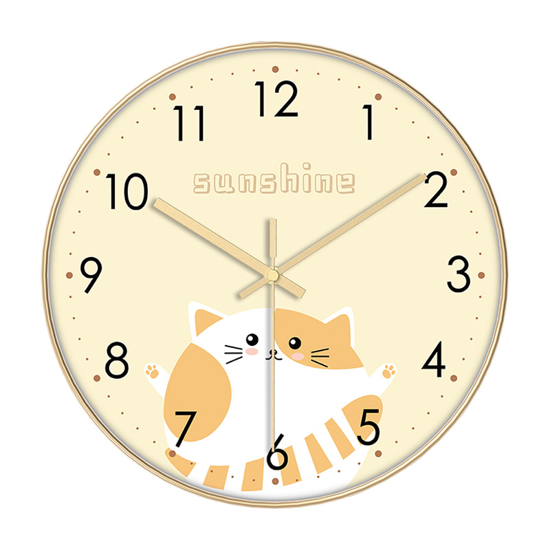 Fábrica personalizada al por mayor de dibujos animados para niños reloj creativo reloj de pared simple sala de estar dormitorio pared ponche-colgante de pelo libre image 17