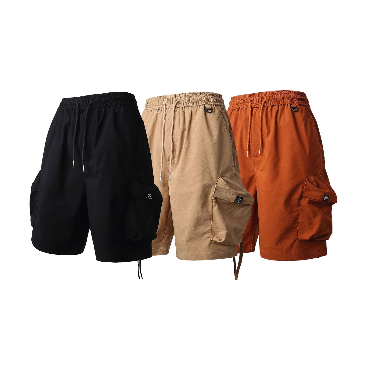 Japanese Street Style Cargo Shorts for Men, Summer Ins Trendy Casual Sports Large Pocket Drawstring Straight Five-Point Pants