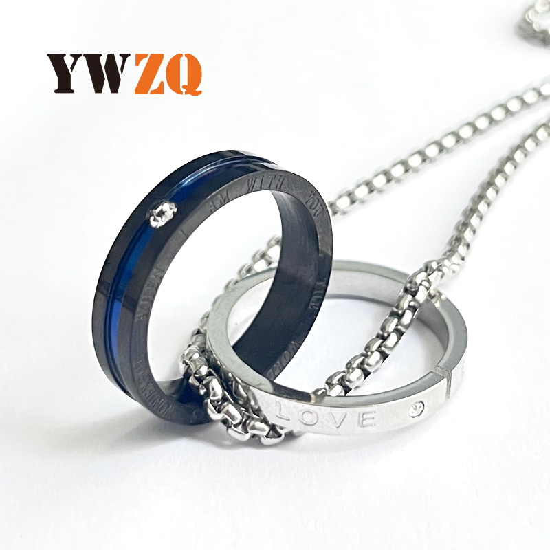 Interlocking Ring Pendant Necklace Stainless Steel Hip-hop Style_voghion.com