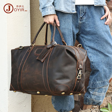 独匠定制大容量男士单肩旅行袋疯马皮商务手提行李包真皮旅行包男