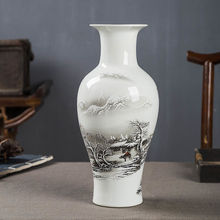 景德镇陶瓷器花瓶客厅摆件插花鸟现代家居酒柜装饰品工艺小