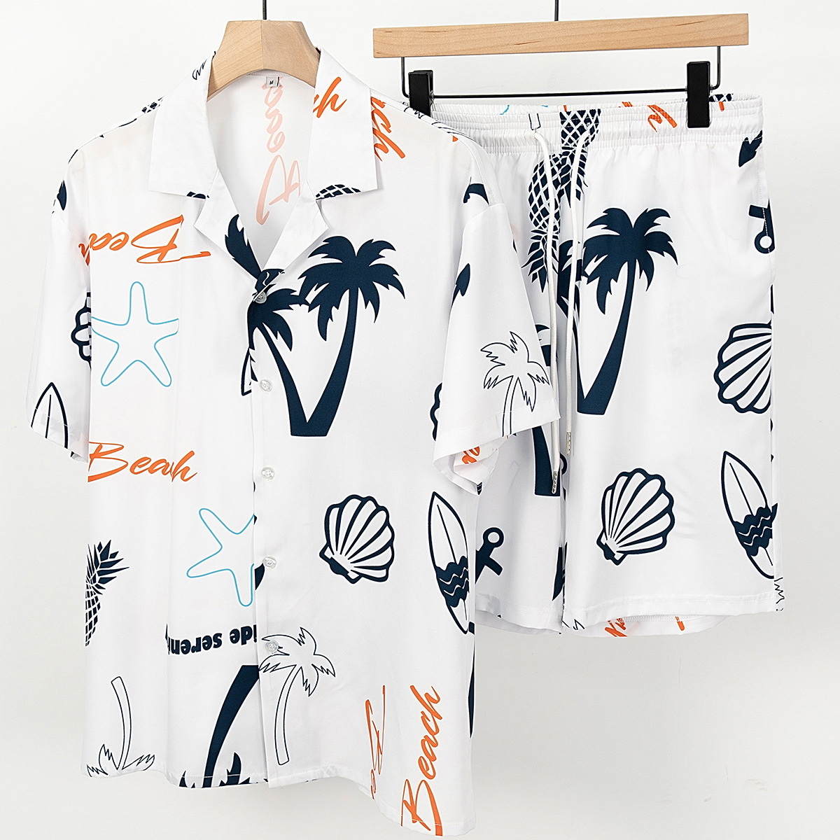 ETAI Hombre| Casual de verano de playa estilo suelto conjunto de moda hawaiano impresión camisa pantalones cortos de dos piezas image 7