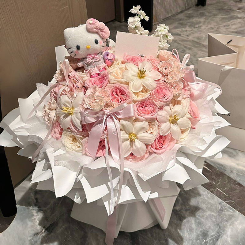 プリザーブドフラワー ドーパミン ハイエンドローズブーケ 親友への卒業キティシミュレーションソープフラワー誕生日プレゼント|undefined