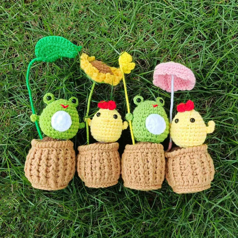 [跨境爆款 Handmade Knit Cute Chick Frog 手工编织可爱小鸡青蛙]
