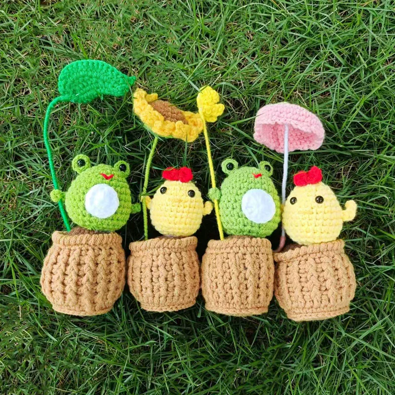 [跨境爆款 Handmade Knit Cute Chick Frog 手工编织可爱小鸡青蛙]