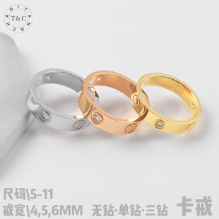 Cross-Border fashion brand KA home ring LOVE titanium steel ring classic 18K gold ring with diamond manufacturers supply