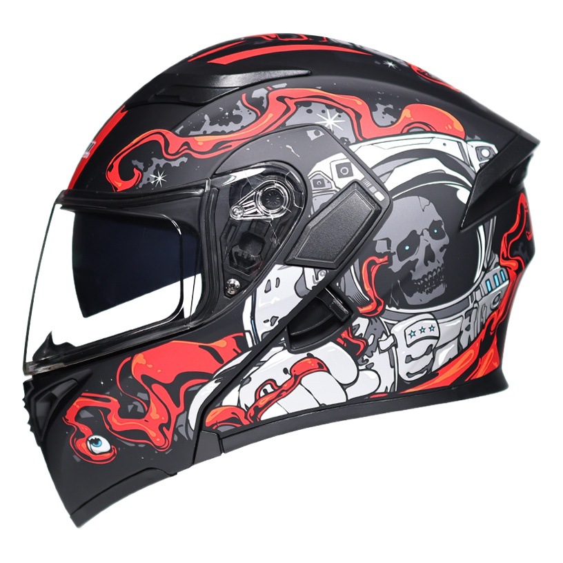 JIEKAI casco de motocicleta casco de exposición de lente doble para hombres y mujeres primavera y verano coche eléctrico semi-cubierta completa motocicleta