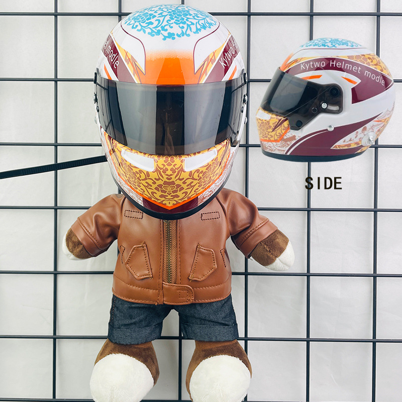 Coche eléctrico colgante oso muñeca casco cuero juguete coche tronco montar decoración 4S reparación tienda locomotora muñeca