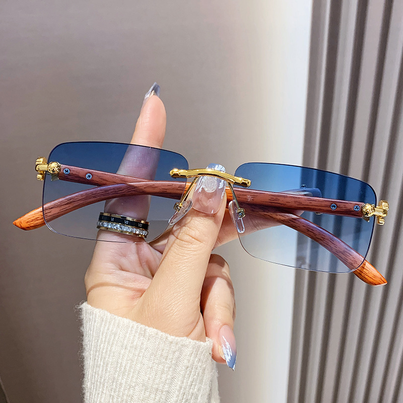 Leopardo papuošalų be rėmelių kvadratiniai, nupjauti kraštai nuo saulės Europoje ir Jungtinėse Amerikos Valstijose, moteriški akiniai nuo saulės_voghion.com