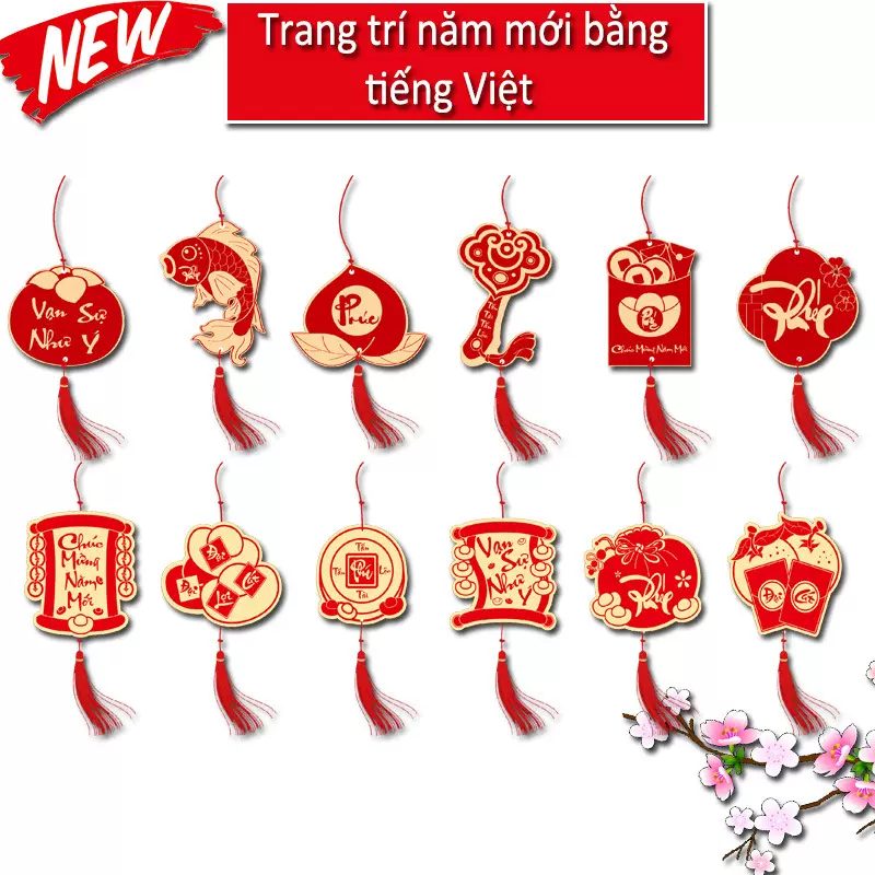 花季越南文小挂件盆景挂饰室内户外植物装饰树上挂件新年场景布置