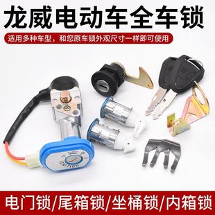 適用龍威電動車全車鎖點火鑰匙踏板車2線電門鎖尾箱鎖套鎖座桶鎖