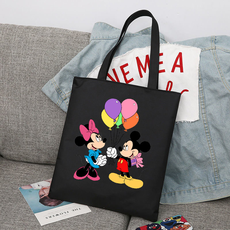 Mickey Minnie Mouse impreso bolsa de lona bolso de hombro bolso plegable bolso de compras
