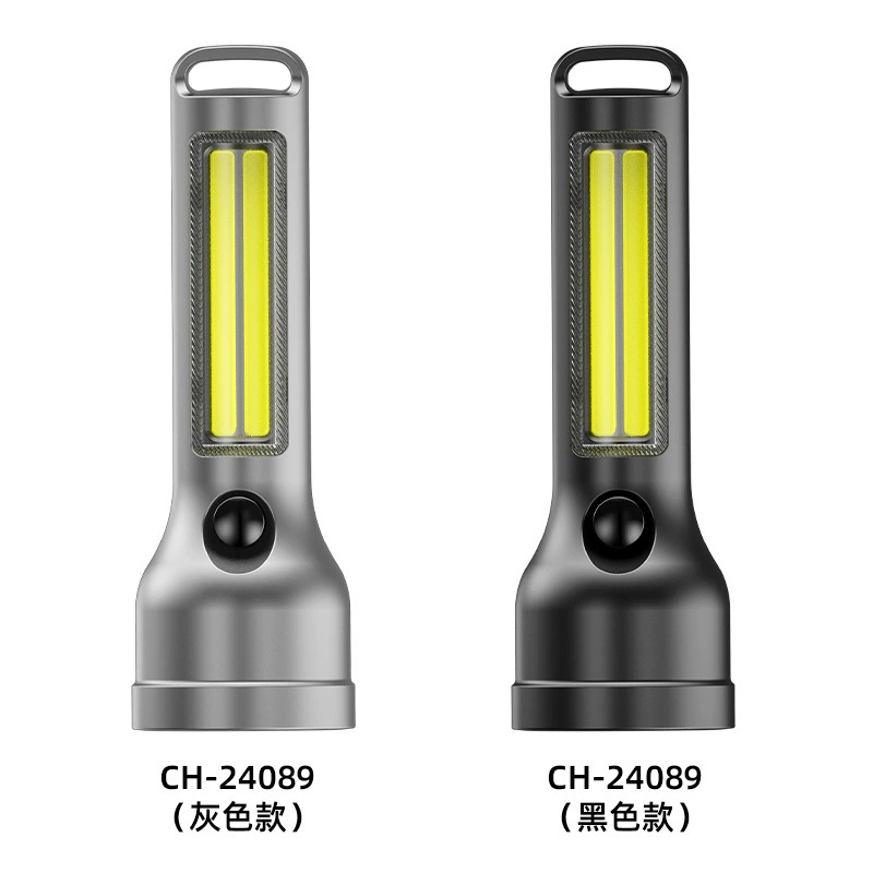 Уличный пластиковый фонарик с боковым фонарем, портативный перезаряжаемый фонарик типа C для кемпинга, патрульный предупредительный фонарик высокой яркости