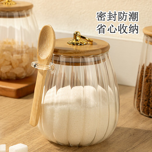 Sugar cans White granulated sugar storage kitchen sugar cans brown sugar rock sugar household glass sealed cans moisture-proof high color value