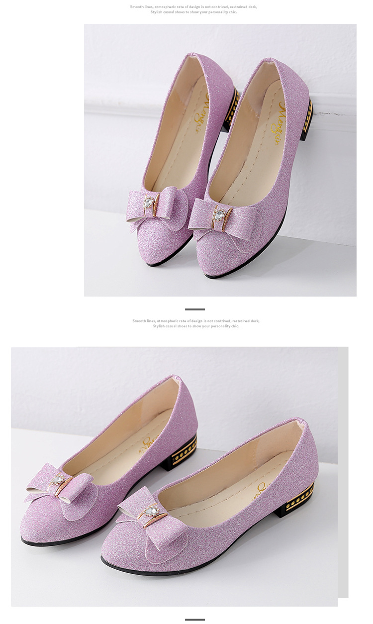 Spring Bow Knot Mom Shoes Low Cut Women's Sequined Soft Soled Loafers Professional Single Shoes_vogvips.com