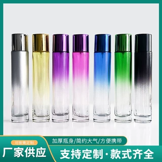 圆柱香水瓶透明化妆品分装瓶彩色玻璃喷雾瓶空瓶子包装厂家定制
