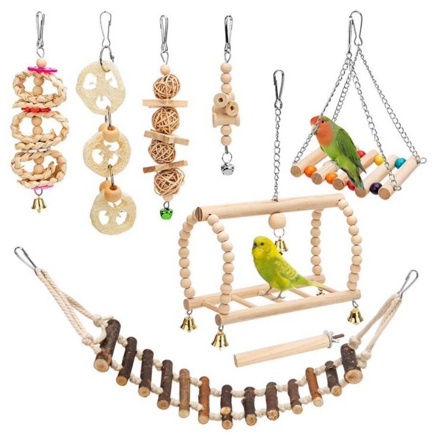 Juegos de juguetes de pájaros explosivos transfronterizos de artículos de pájaros roer y tirar juguetes de pájaros para aliviar el aburrimiento escaleras columnas juguetes de loros image 12