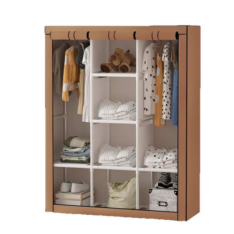 Armario para apartamentos de alquiler, resistente y duradero, fácil de instalar, almacenamiento al por mayor, multicapa, sencillo, armario pequeño a prueba de polvo para dormitorios individuales.