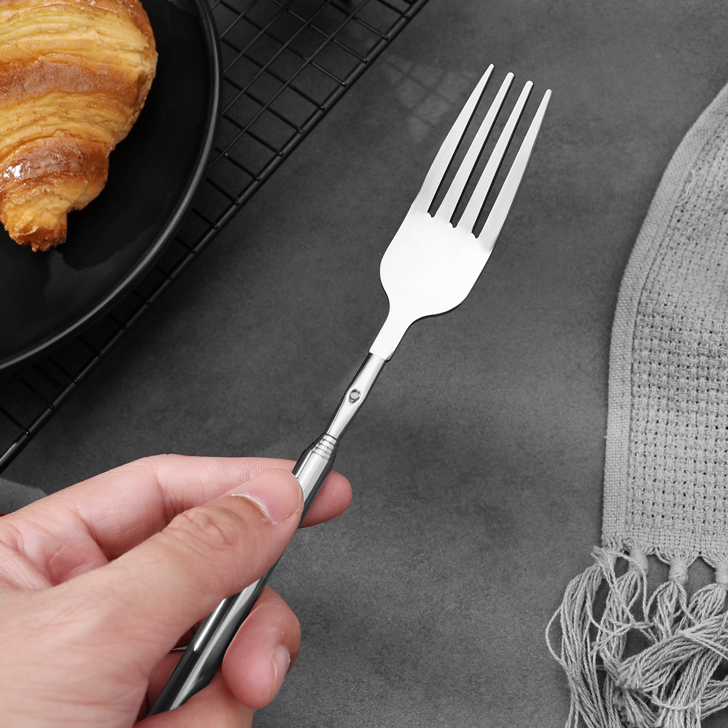 Teleskopisk camping ske og gaffel i rustfrit stål_voghion.com