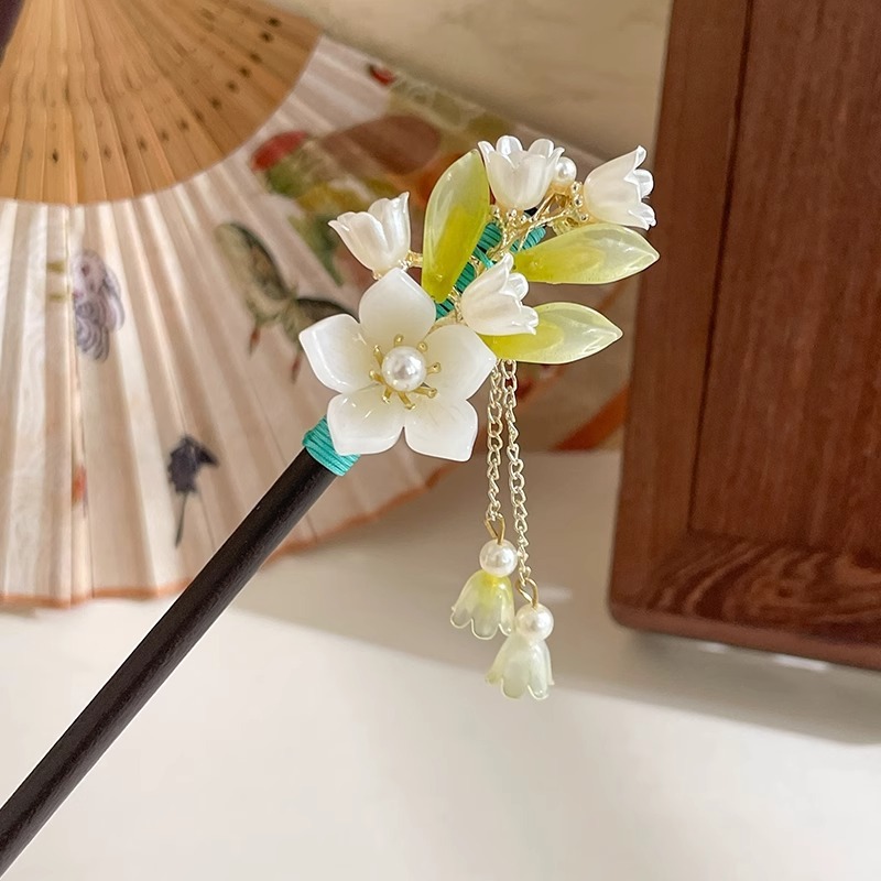 中国风韵味！国风桃木花朵发簪！新中式高级感盘发钗子气质发饰|undefined