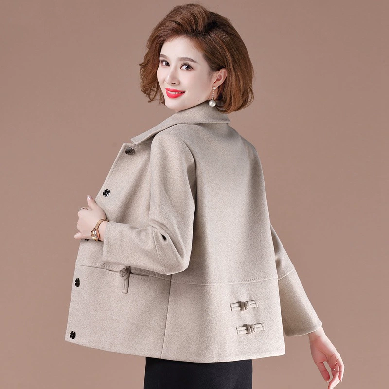 Осеннее шерстяное пальто для мам, маленький короткий Модный Топ для женщин среднего возраста, для весны и осени, в западном стиле, 40 лет, 50 лет