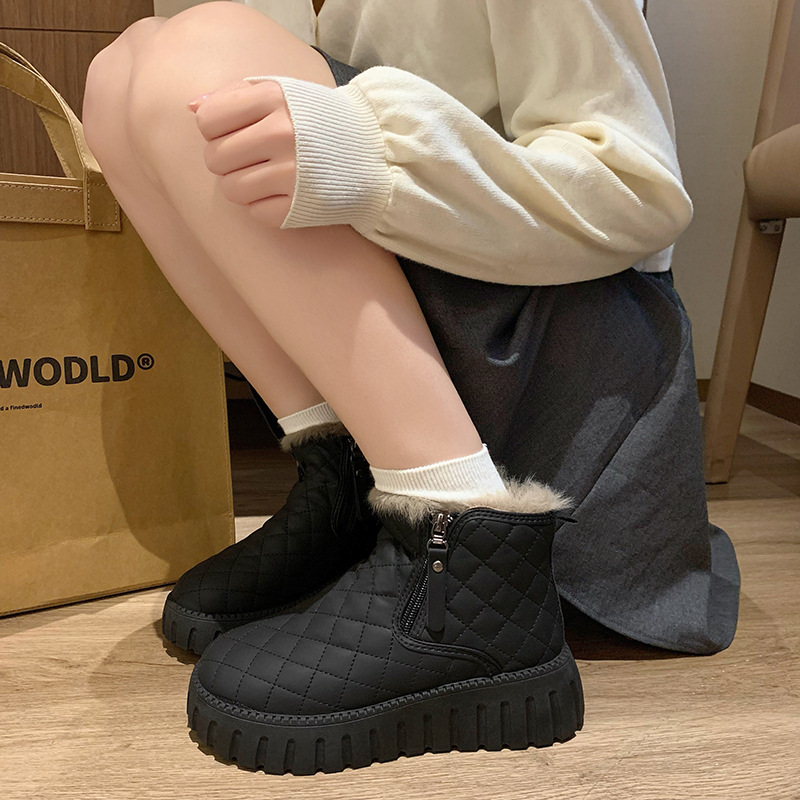 Botas de Nieve con Plataforma y Forro Polar para Mujer de Piel Sintética y Caucho Térmicas para Uso Diario
