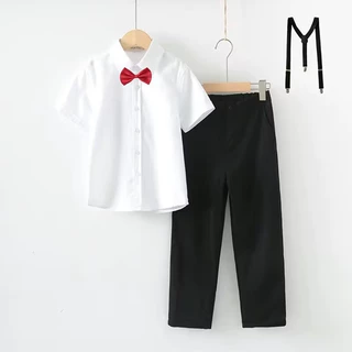 男童演出服主持人走秀朗诵合唱钢琴表演礼服儿童白衬衫黑裤子套装