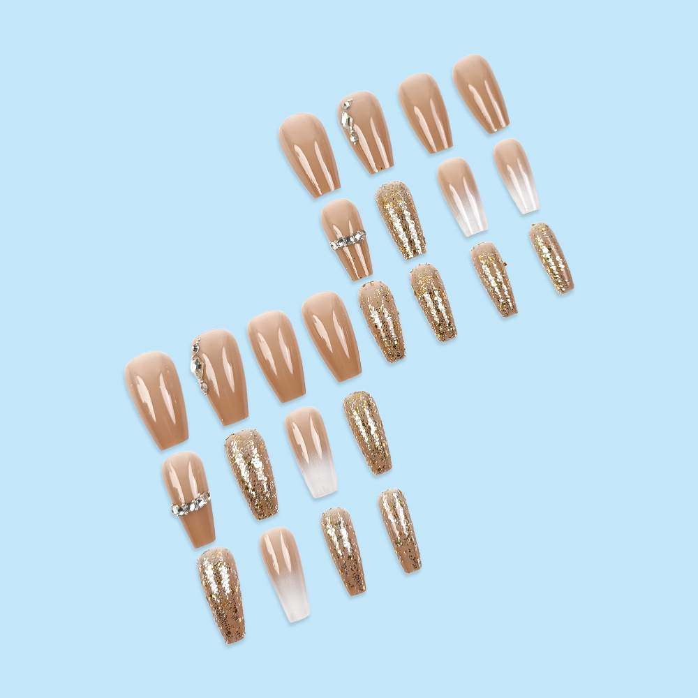 Sequinilla diamante estilo de ballet para usar uñas de lujo ligero estilo de manicure sofisticado 24 piezas de parche de uñas terminado image 5