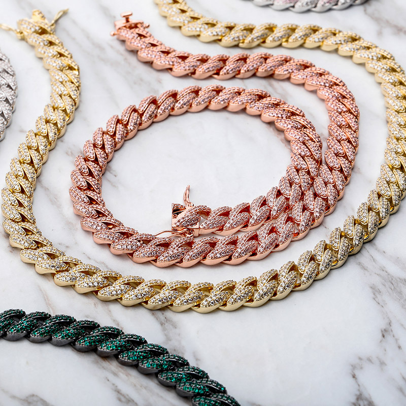 copper necklace hip-hop style with zircon