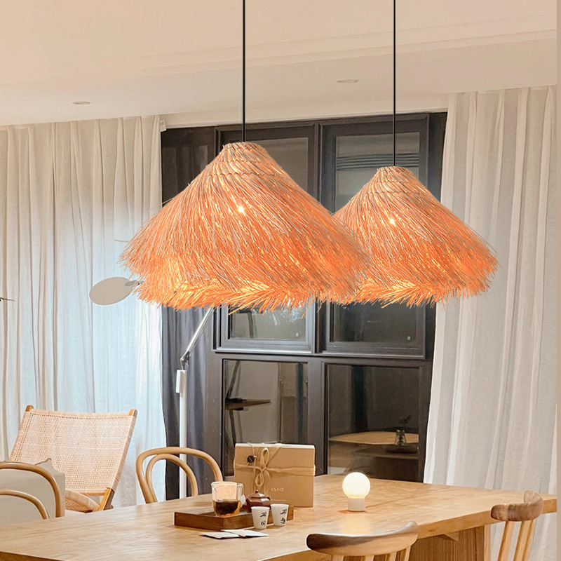 Estilo japonés sala de estar comedor sala de té Zen estudio dormitorio lámpara chino retro cabecera ratán araña