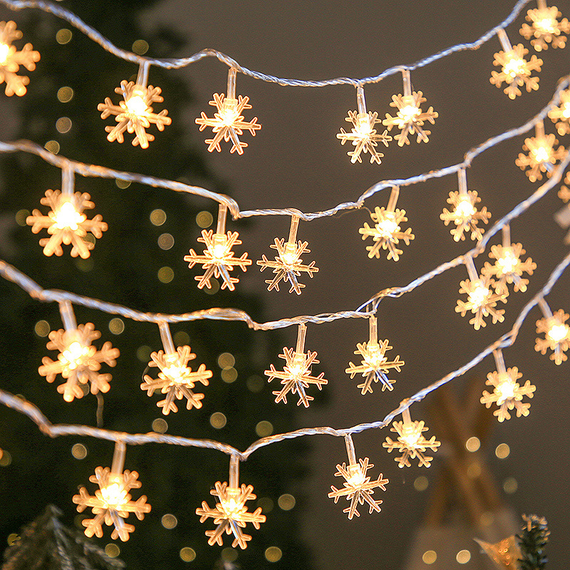 LED Cadena de luz de copo de nieve plug-in USB batería luz solar Cadena de luz de vacaciones al aire libre camping atmósfera decorativa Cadena de luz de colores