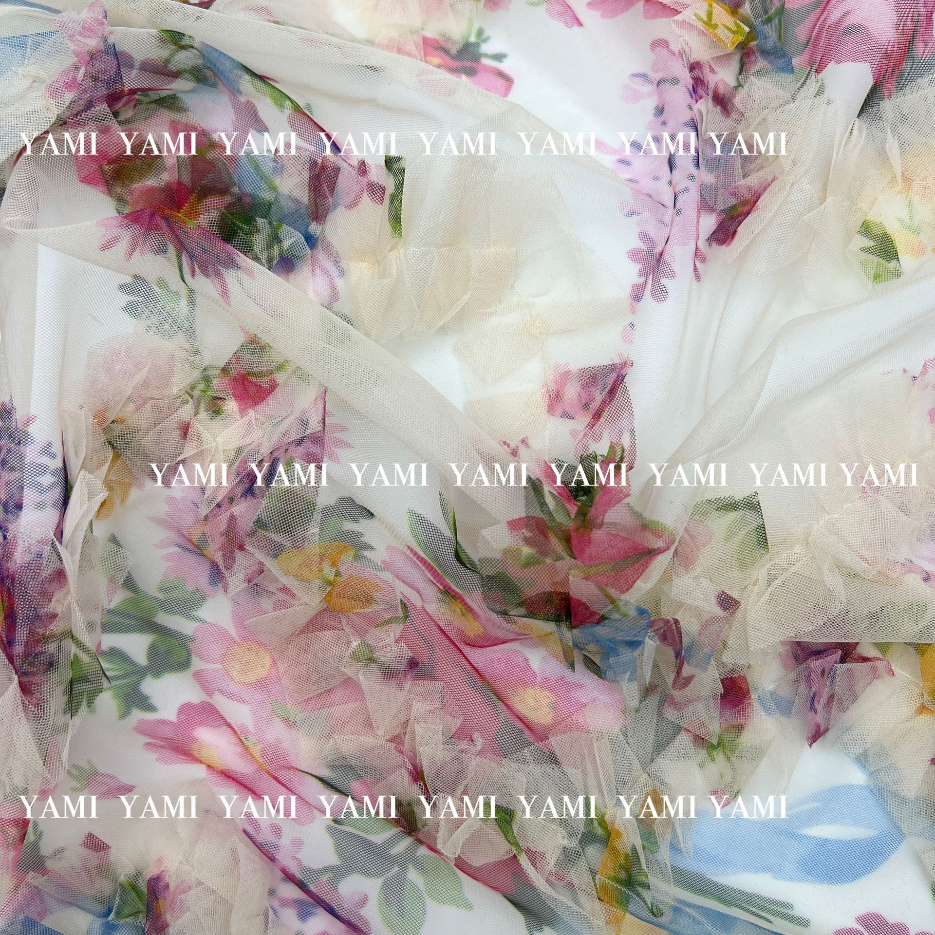 法式刺绣布料网纱印花立体钩花重工半透明装饰布婚纱礼服裙装批发