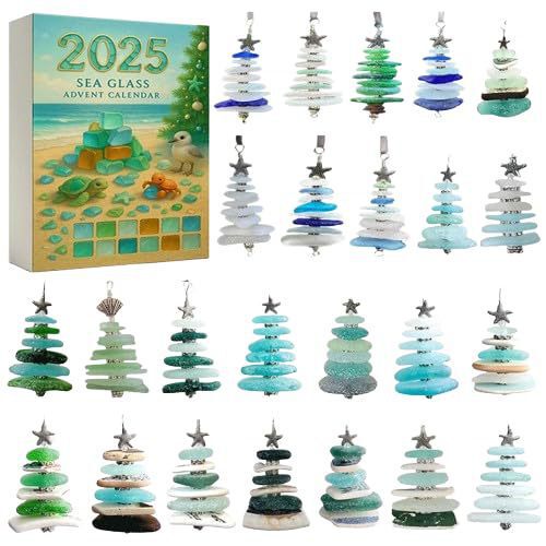跨境亚马逊新Sea Glass Tree Advent Calendar海洋亚克力挂件套装|undefined
