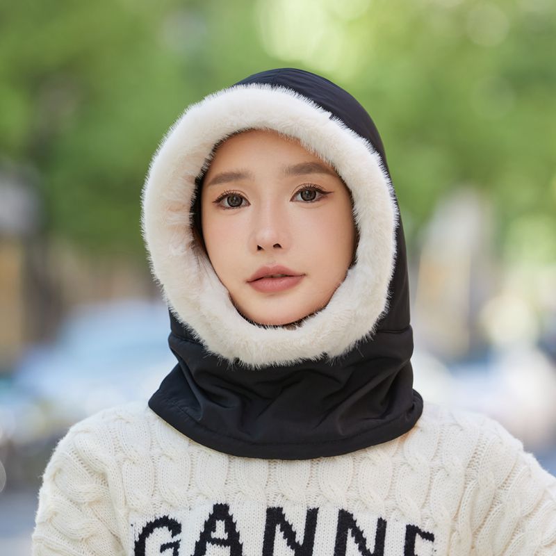 Caliente impermeable a prueba de viento Lei Feng sombrero Cuello de piel 2023 de invierno de las mujeres de esquí pullover Cap Otoño e Invierno forrado de lana engrosada