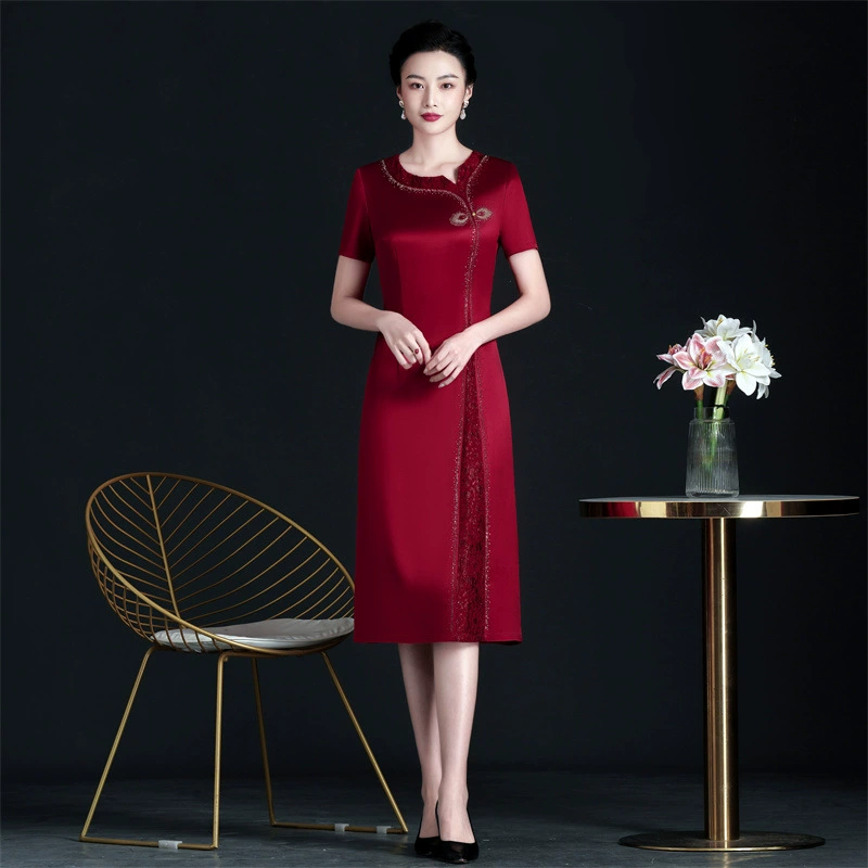 Летнее платье-ципао 2025 года, улучшенная версия, для свадебного банкета, для матери, для свекрови, цельное, оптом