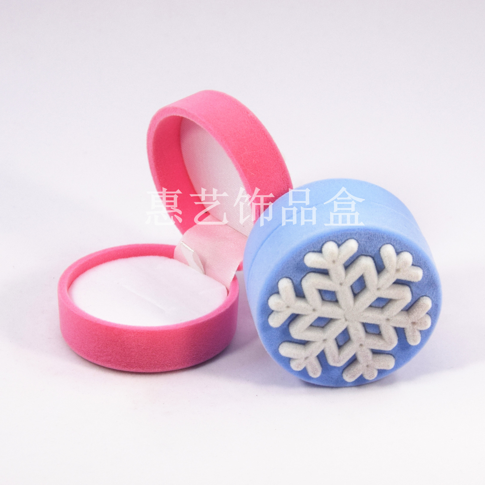 惠艺现货丝绒雪花首饰盒子冬天包装耳钉饰品包装盒戒指项链盒