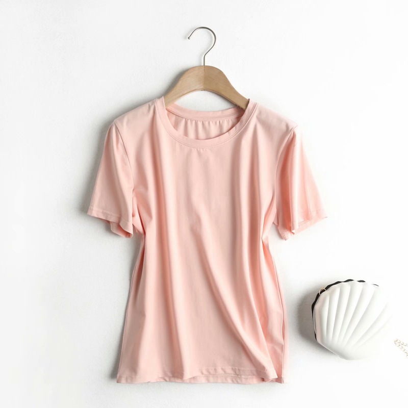 メーカースポット2024夏80本両面シルク綿tシャツ女園vネック半袖純色綿半袖tシャツ