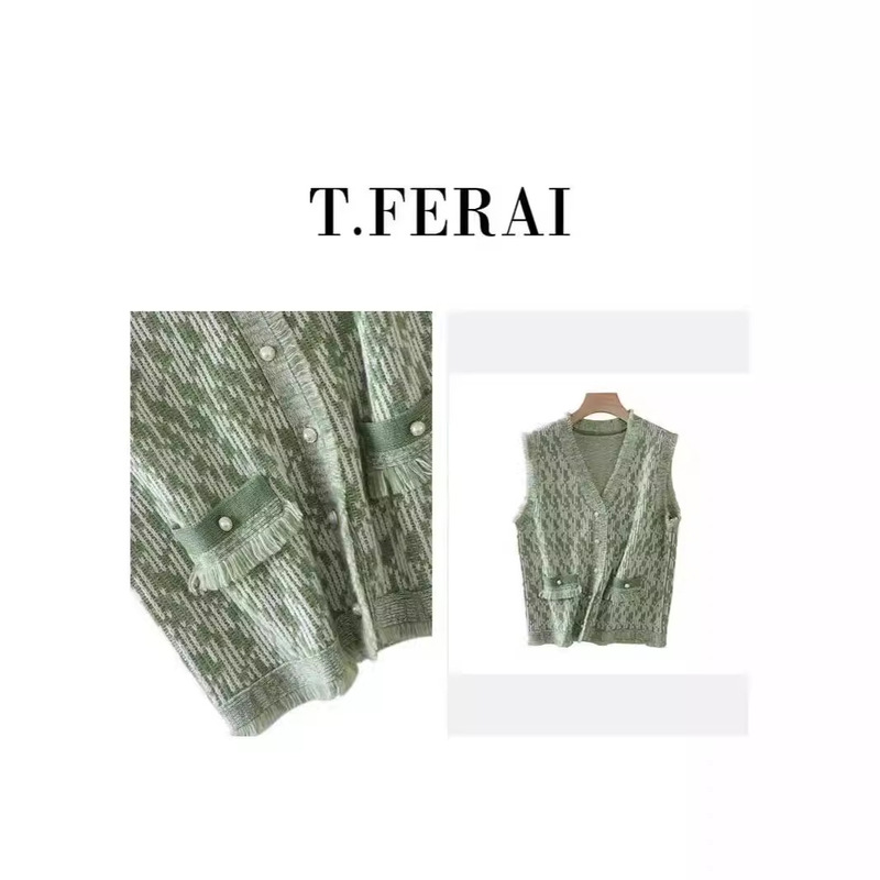 2024 Autumn/Winter New 90% Wool Blend Women's Commuting Versatile Elegant Fashion Sweater Vest Cardigan