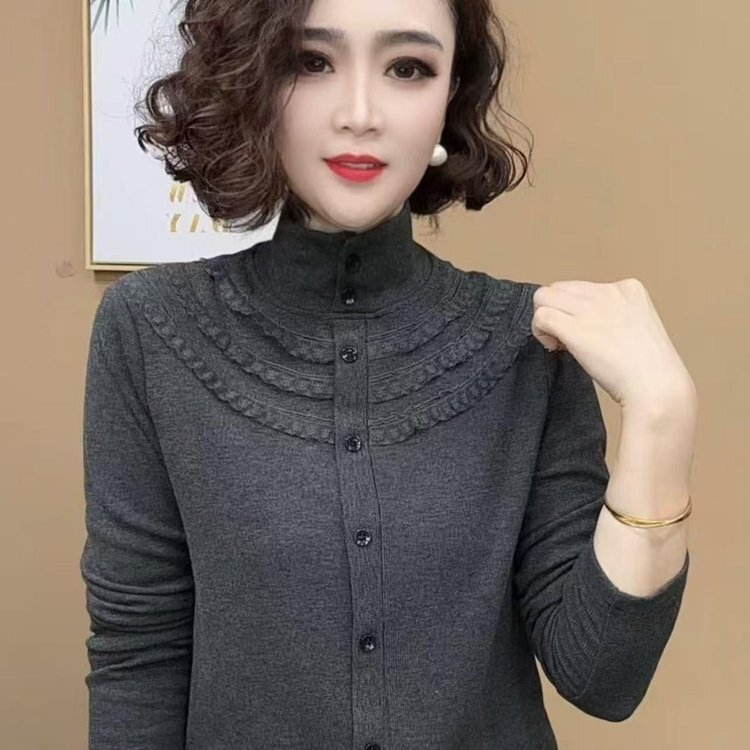 Live Explosions Half-high Collar Lace Stylish Fashion All-match Winter Warm Base Shirt Thickened Women's Top Live Explosions Half-high Collar Lace Stylish Fashion All-match Winter Warm Base Shirt Thickened Women's Top