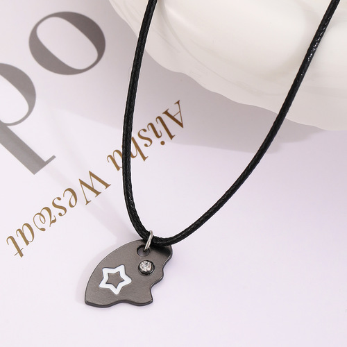 Star, Moon, and Sun Three-in-One Friendship and Sisterhood Alloy and Diamond Plated Two-Piece Necklace Set