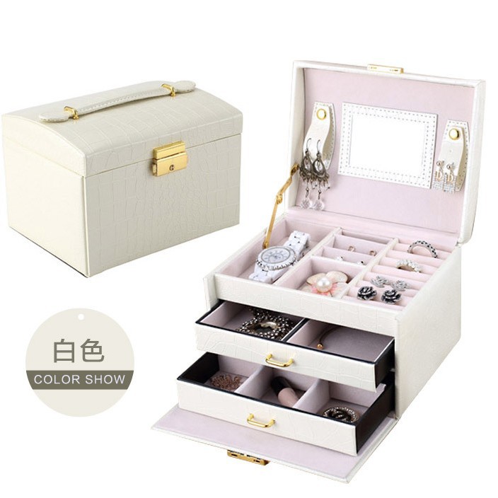 Cassege large capacity fashion jewelry storage box pu leather jewelry box European and American leather jewelry storage box wholesale
